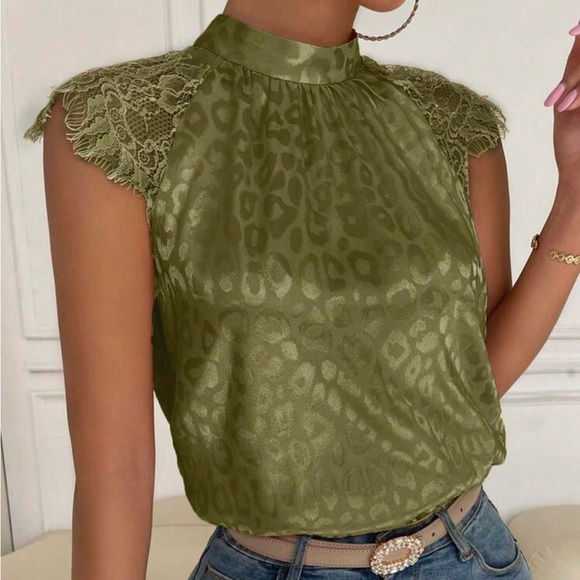 Classic Elegant Eyelash Lace Sleeve Top Blouse Shirt - Picture 3 of 6